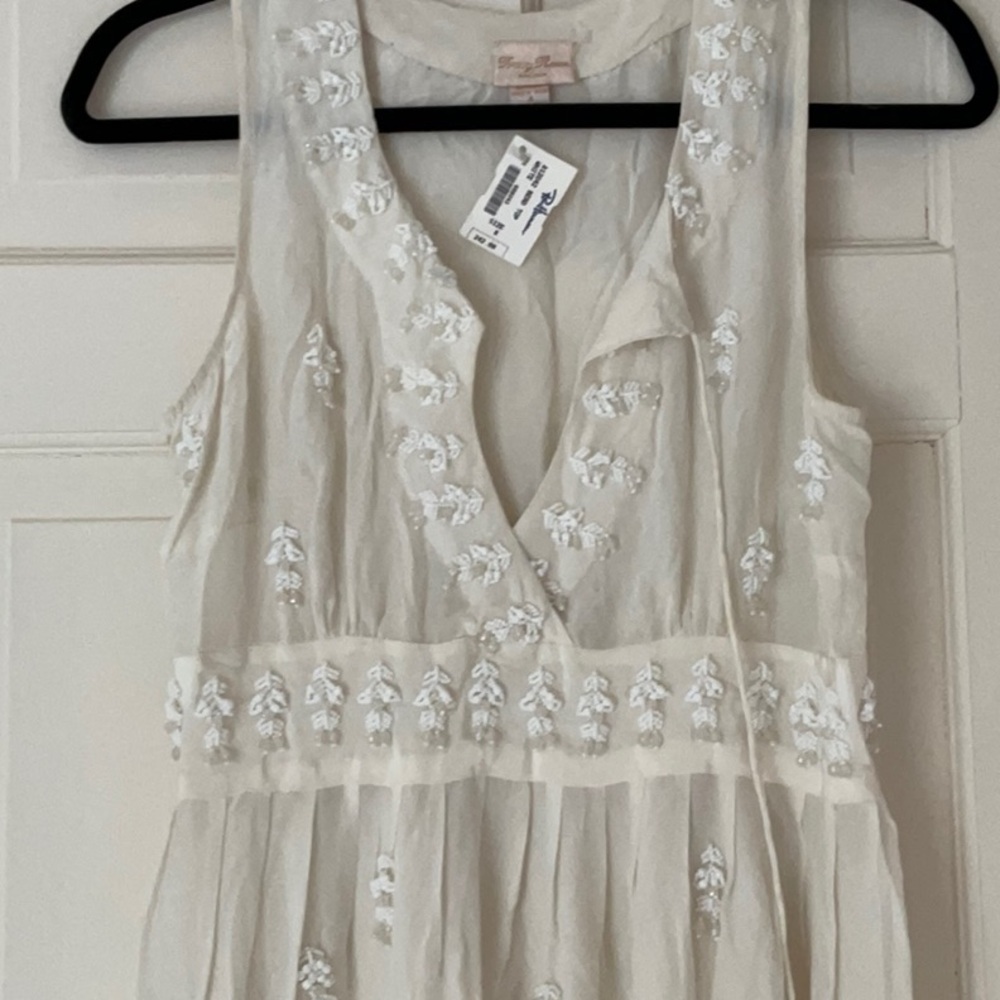 NWT TRACY REESE BEADED sleeveless top 8 ivory 100% silk STUNNING TOP